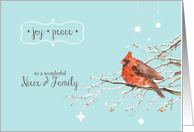 Merry Christmas to my niece & family, red cardinal, watercolor card