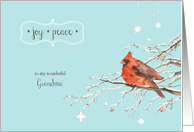 Merry Christmas to my grandma, red cardinal, watercolor card