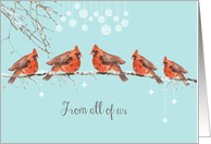 from all of us, business Christmas card, cardinals card