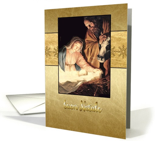 Merry Christmas in Italian, nativity, Mary, Joseph & Jesus card