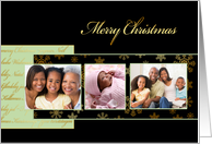Merry Christmas, photo card, 3 photos, gold effect, black and green card