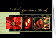 Merry Christmas to my grandson & family, ornament, gold effect, card