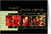 Merry Christmas to my grandma & grandpa, ornament, gold effect, card