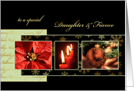 Merry Christmas to my daughter & fiance, poinsettia, gold effect card