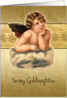 Merry Christmas to my goddaughter, christmas card, vintage cherub card