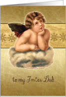 Merry Christmas to my foster dad, christmas card, vintage cherub card