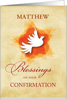 Custom Name Confirmation Congratulations with Dove Religious card