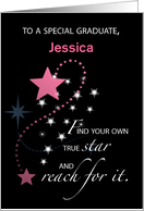 Customize Girl Graduation Star Personalize Congratulations Jessica card