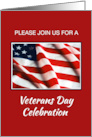 Veterans Day Event Invitation Flag on Red White Blue card