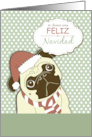 Merry Christmas in Spanish with Pug Dog Feliz Navidad con Perro card