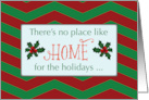 New Home Weve Moved Announcement Chevron Stripes with Holly Red card