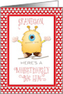 Grandson Cute Monster Hug Valentine Red Hearts card