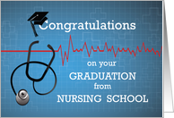 Graduation Nursing School Congratulations Stethoscope on Blue card