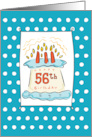56th Birthday Cake on Blue Teal with Dots card