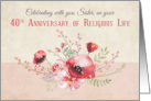 40th Anniversary Nun Pink and Red Flowers Bouquet card