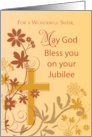 Jubilee Anniversary for Nun with Cross Swirls Flowers and Leaves card