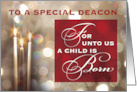 Deacon Christmas Candles Lights Child is Born Red Gold card