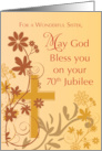 70th Jubilee Anniversary Nun Cross Swirls Flowers and Leaves card