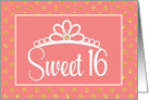 Sweet 16th Birthday with Crown and Gold Dots on Peach card