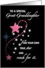 Great Granddaughter Graduation Star Congratulations Pink Black card