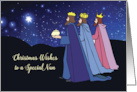 Nun Christmas Wishes Three Kings at Night card