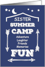 Sister Camp Fun Navy Blue White Arrows Thinking of You card