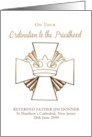 Custom Date Name Priest Ordination Congratulations Cross with Crown card