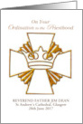 Custom Date Name Priest Ordination Congratulations Gold Cross card
