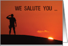 Thank You Soldier Salute at Sunset card