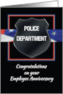 Police Employee Anniversary Congratulations Black Badge American card