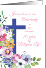 70th Anniversary Nun Religious Life Cross and Flowers card
