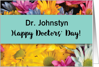 Custom Name Doctors Day Thanks Gerbera Daisies card