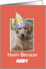 Custom Name Birthday to Dog Humor Funny Hat on Orange card