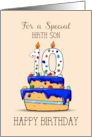 Birth Son 10th Birthday 10 on Sweet Blue Cake card