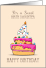Birth Daughter 4th Birthday 4 on Sweet Pink Cake card