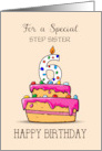 Custom Relation Step Sister 6th Birthday 6 on Sweet Pink Cake card