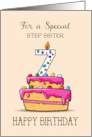 Custom Relation Step Sister 7th Birthday 7 on Sweet Pink Cake card