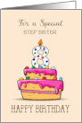 Custom Relation Step Sister 8th Birthday 8 on Sweet Pink Cake card