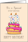 Custom Relation Step Sister 10th Birthday 10 on Sweet Pink Cake card