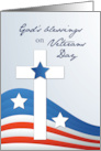 Religious Veterans Day Stars and Stripes with Cross card