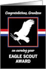 Grandson Eagle Scout Award Congratulations Black with Red White Blue card