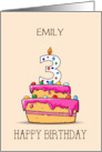Custom Name Emily 3rd Birthday 3 on Sweet Pink Cake card