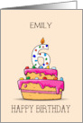 Custom Name Emily 6th Birthday 6 on Sweet Pink Cake card