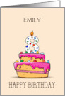 Custom Name Emily 8th Birthday 8 on Sweet Pink Cake card