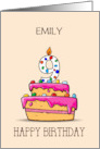 Custom Name Emily 9th Birthday 9 on Sweet Pink Cake card