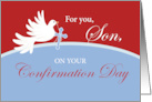 Son Confirmation Dove on Red and Blue card