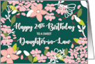 Daughter in Law 24th Birthday Green Flowers card