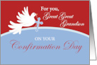 Great Great Grandson Confirmation Dove on Red and Blue card