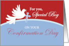 Special Boy Confirmation Dove on Red and Blue card