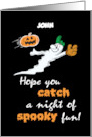 Grandson Halloween Baseball Ghost Customizable Name card